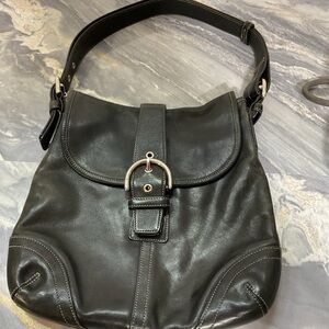 Coach Vintage 9480 Soho Flap Crossbody Black Leather Shoulder Hobo